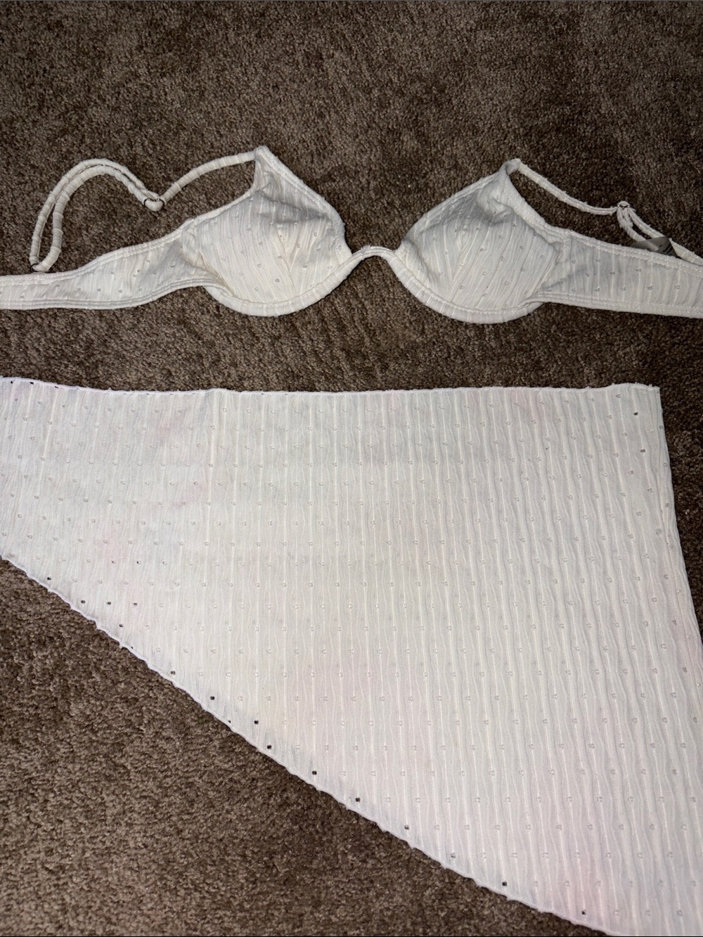 Fashion Nova White Ribbed bikini top & coverup